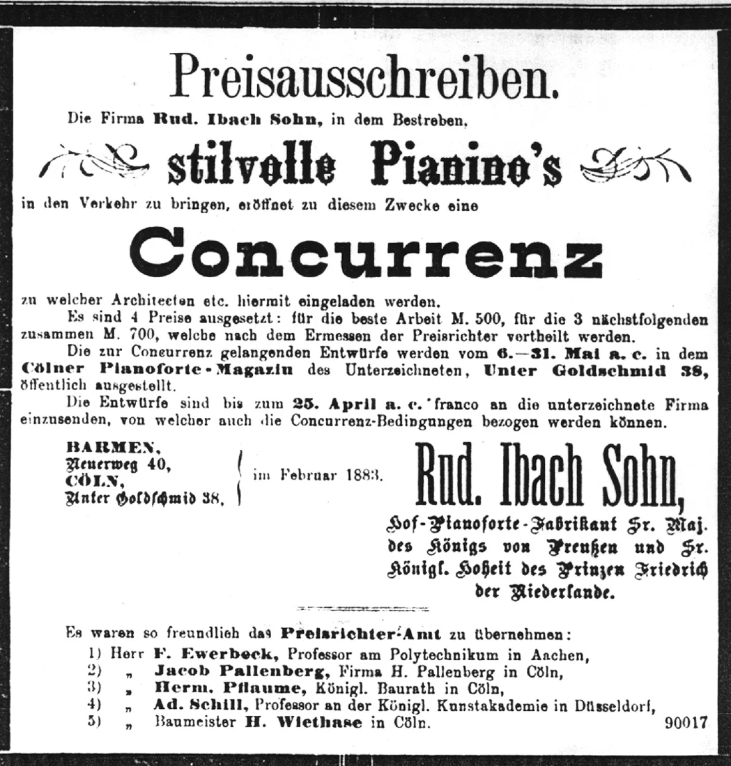 Ausschreibung des Designwettbewerbs von 1883