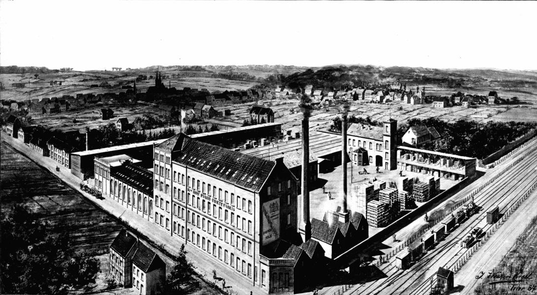 Die Schwelmer Fabrik, Darstellung von Jakob Weeser-Krell, 1887